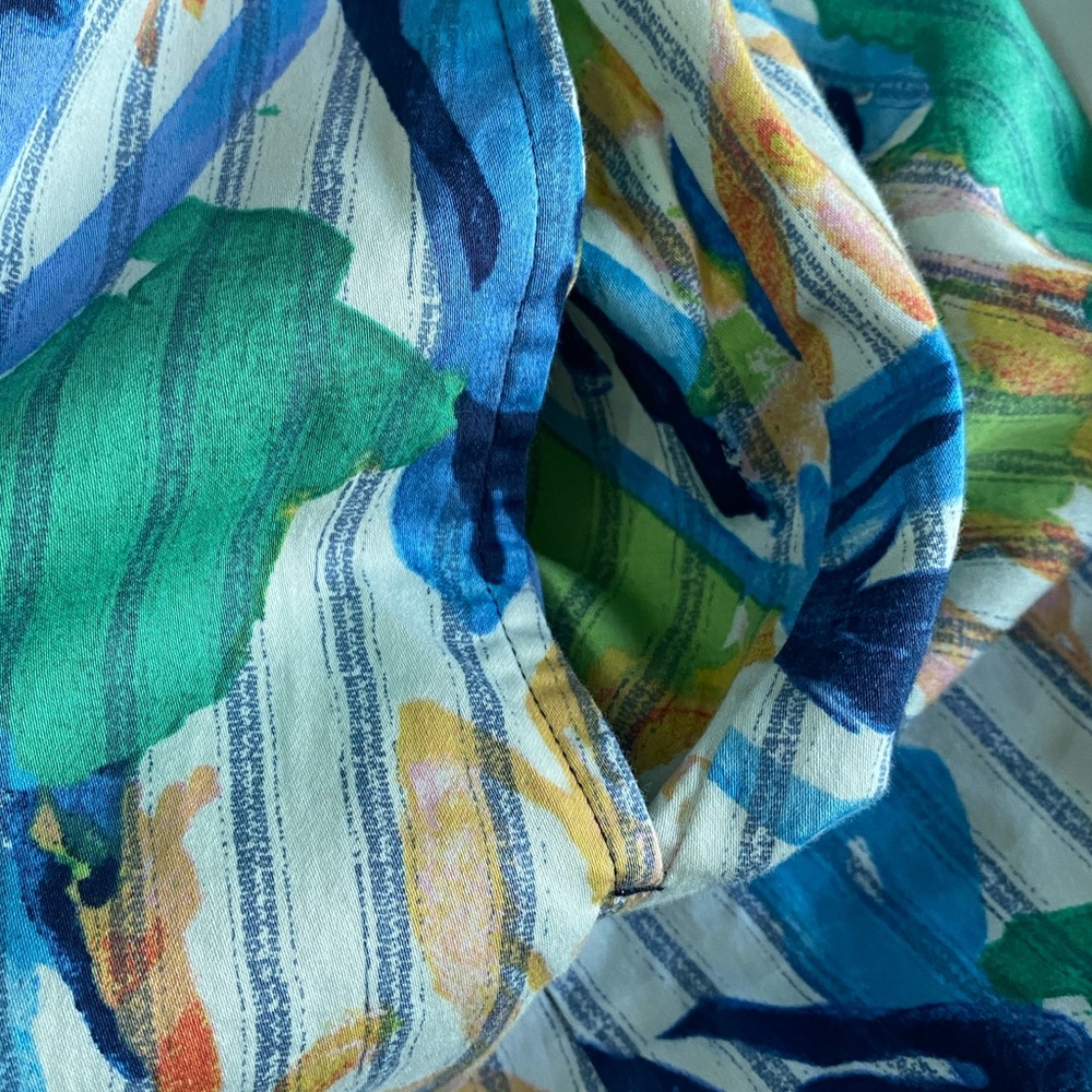 NIC+ZOE Green and Blue Scribble Vines Floral Sleeveless Midi Shirt Dress SZ 2X - Picture 9 of 11